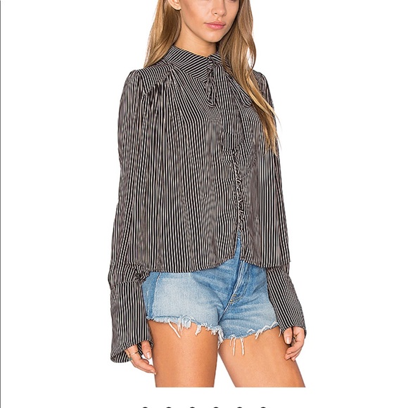 Sold!! NWT! Free People Muse Black Strip Top Size - Picture 2 of 6